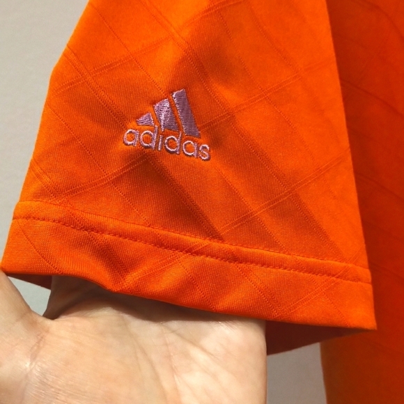 2/50🍒NWOT Adidas Climacool Golf Shirt Short Sleeves Collared Orange Cool & Dry - Picture 5 of 16